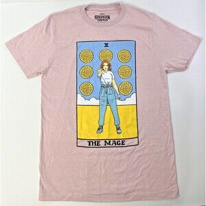 Stranger Things Shirt Mens Small Pink The Mage Eleven Tarot Graphic Netflix